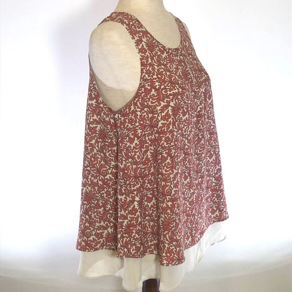 Loft Coral Beige Sleeveless Layered Keyhole Neck Top - Picture 6 of 6